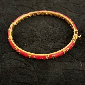 Red enamel with gold hearts child size bracelet.